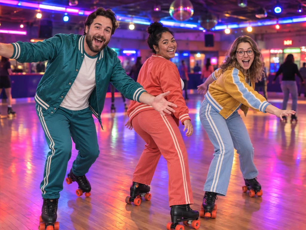 Friends in a Brighter Moment — After · roller rink fun